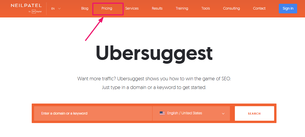 Visit Website To Get Ubersuggest Free Trial 
