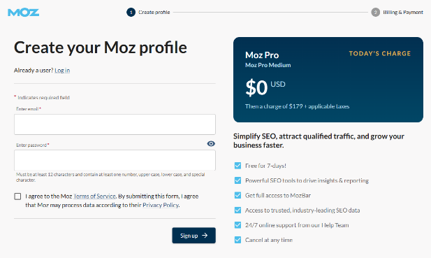Create Moz Profile Create Moz Profile