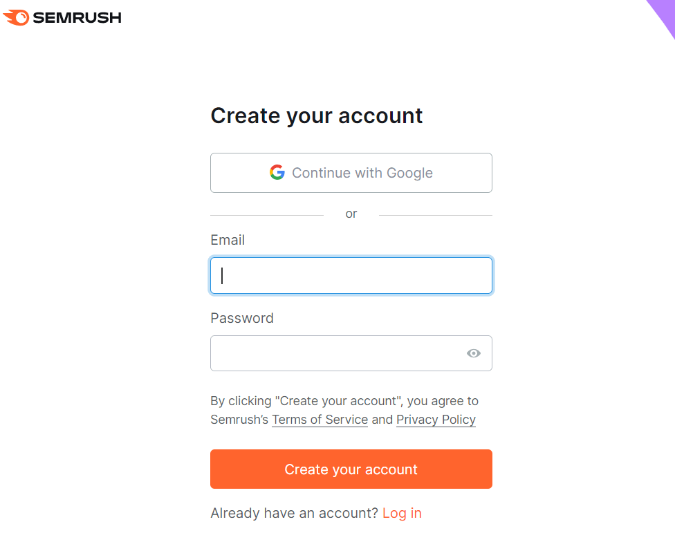 Create your Semrush account Create your Semrush account